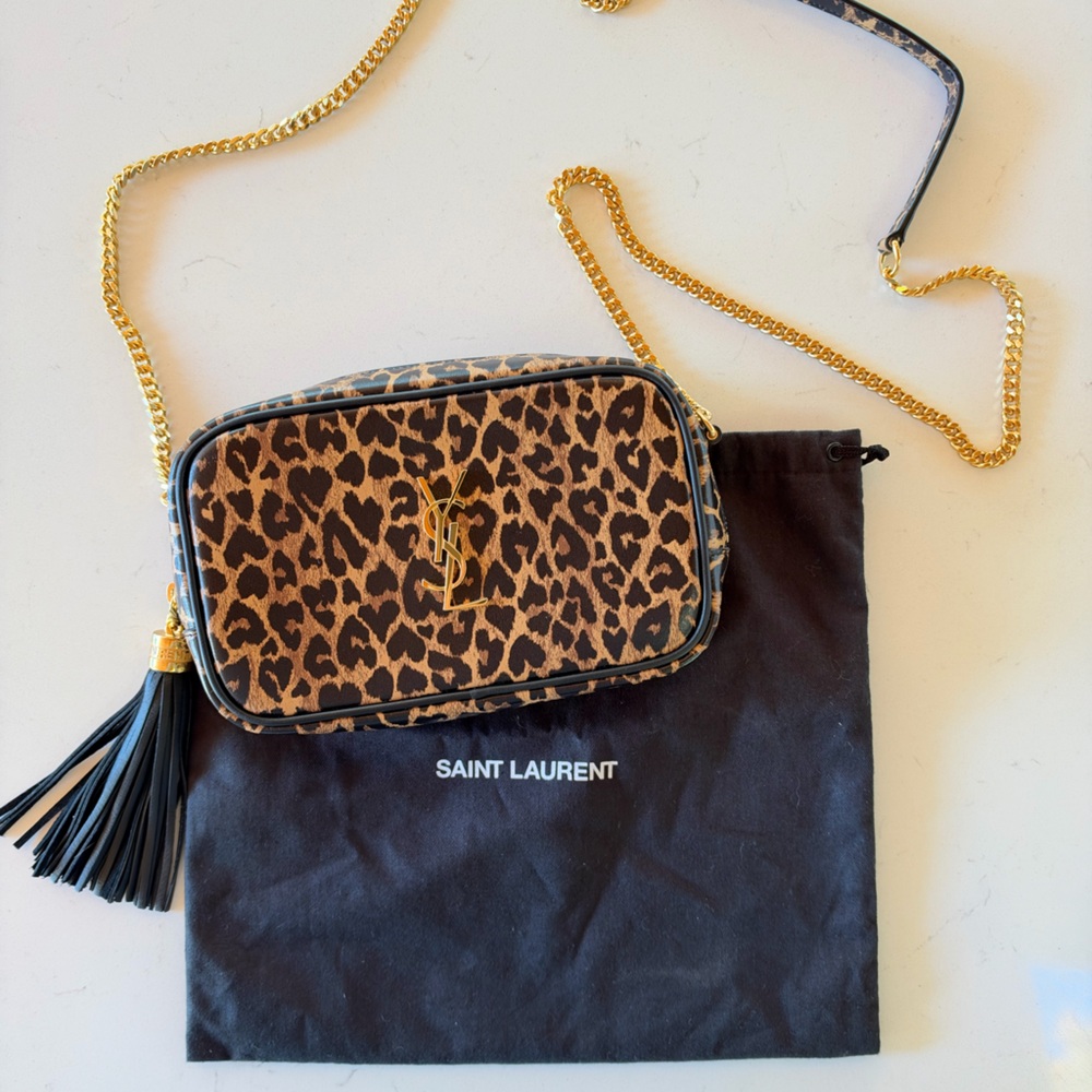 Saint Laurent Mini Lou Leopard Camera Bag 612563 Gold Hardware